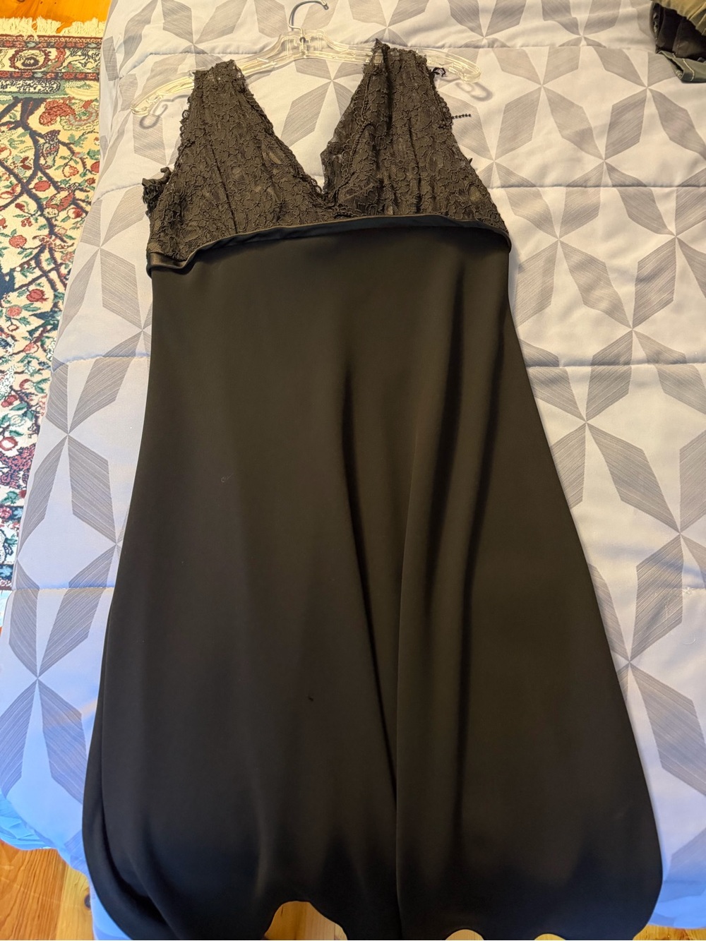 S.L. Fashions Black Lace-Trim Midi Dress
